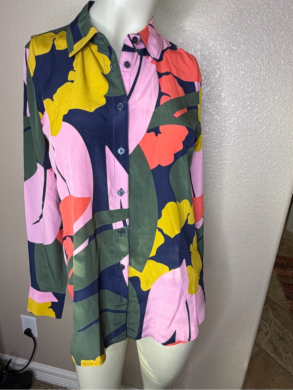 Boden Silk Blouse in Pink, Yellow, Navy & Olive - Picture 1 of 5